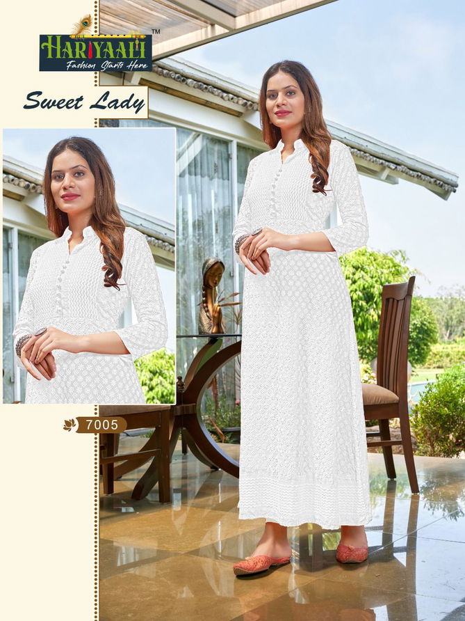 Sweet Lady Heavy Fancy Party Wear Rayon Long Kurti Collection